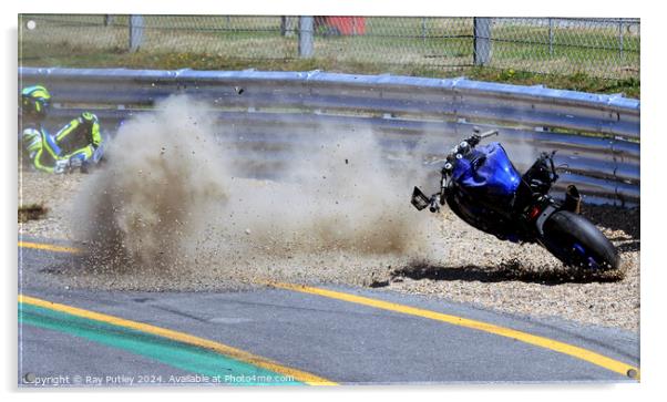 Motorcycle Race Track Mishaps Acrylic by Ray Putley