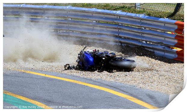 Motorcycle Race Track Mishaps Print by Ray Putley