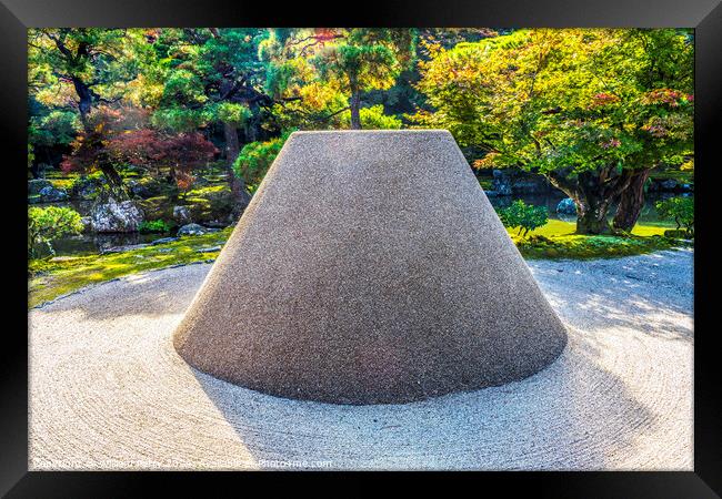 Kogetsu-dai Ginkakuji Silver Temple Rock Garden Kyoto Japan Framed Print by William Perry