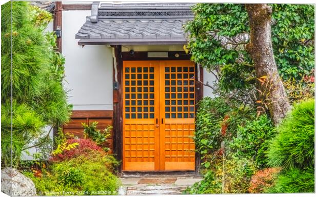 Japanese Wooden Door Tofuku-Ji Buddhist Temple Kyoto Japan Canvas Print by William Perry