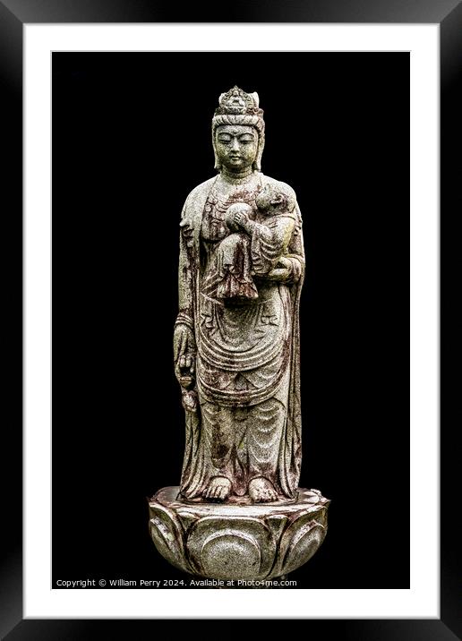 Female Buddha Stone Statue Tofuku-Ji Temple Kyoto  Framed Mounted Print by William Perry