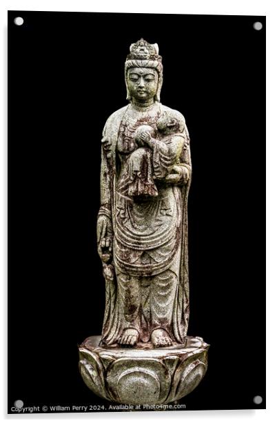 Female Buddha Stone Statue Tofuku-Ji Temple Kyoto  Acrylic by William Perry