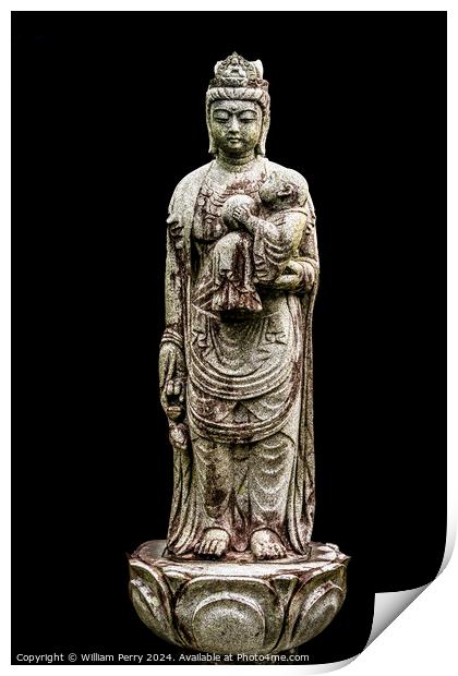 Female Buddha Stone Statue Tofuku-Ji Temple Kyoto  Print by William Perry