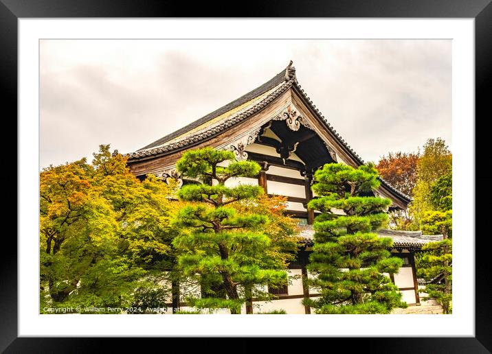 Colorful Fall Leaves Sanmon Gate Tofuku-Ji Buddhist Temple Kyoto Framed Mounted Print by William Perry