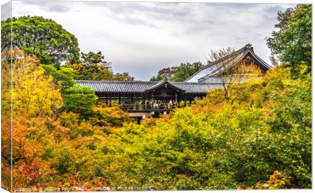 Colorful Fall Leaves Tofuku-Ji Buddhist Temple Kyoto Japan Canvas Print by William Perry