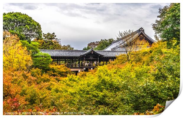 Colorful Fall Leaves Tofuku-Ji Buddhist Temple Kyoto Japan Print by William Perry