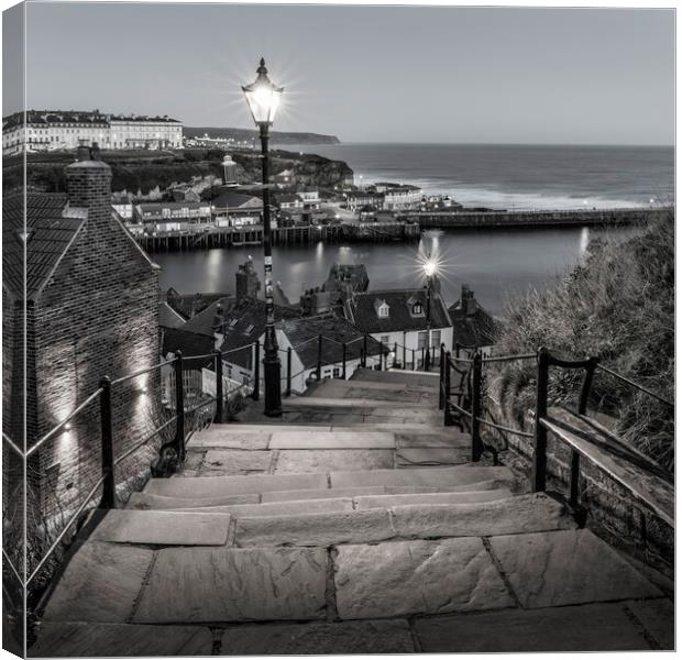 Whitby in Black and White Canvas Print by Anthony McGeever