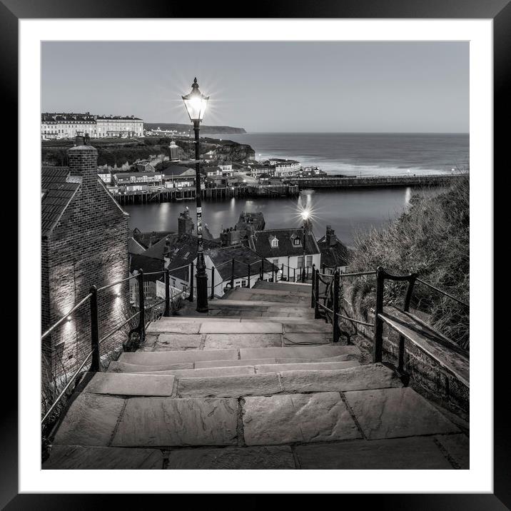 Whitby in Black and White Framed Mounted Print by Anthony McGeever