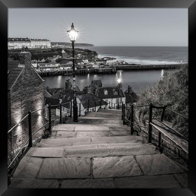 Whitby in Black and White Framed Print by Anthony McGeever