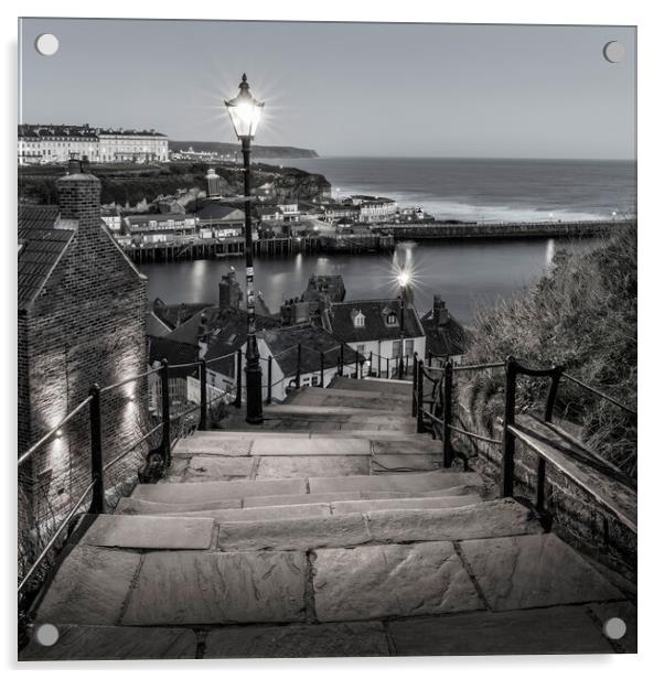 Whitby in Black and White Acrylic by Anthony McGeever