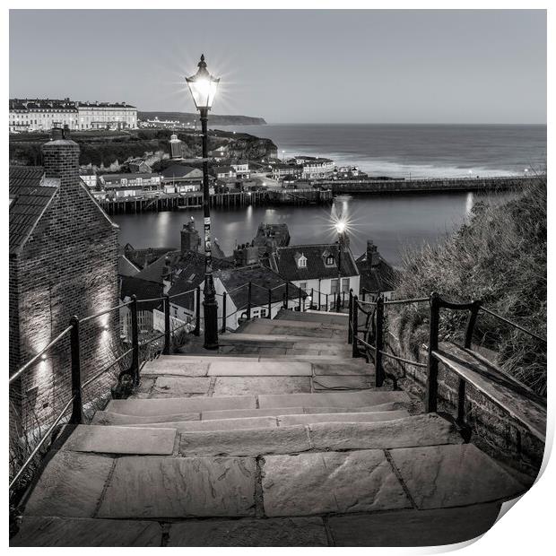 Whitby in Black and White Print by Anthony McGeever