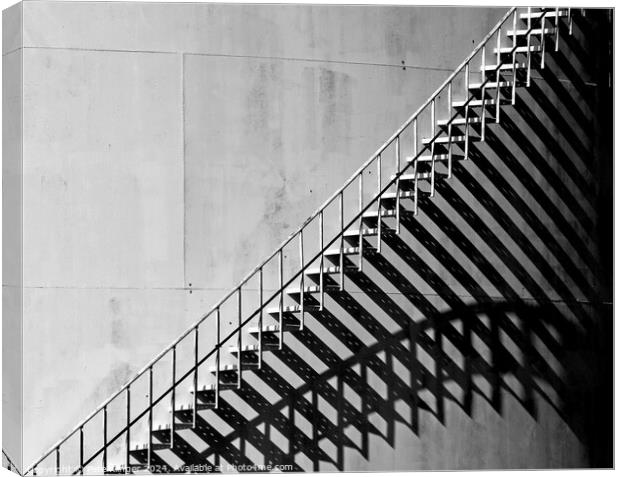 Oil Storage Tank Shadow Stairs Canvas Print by Pete Klinger
