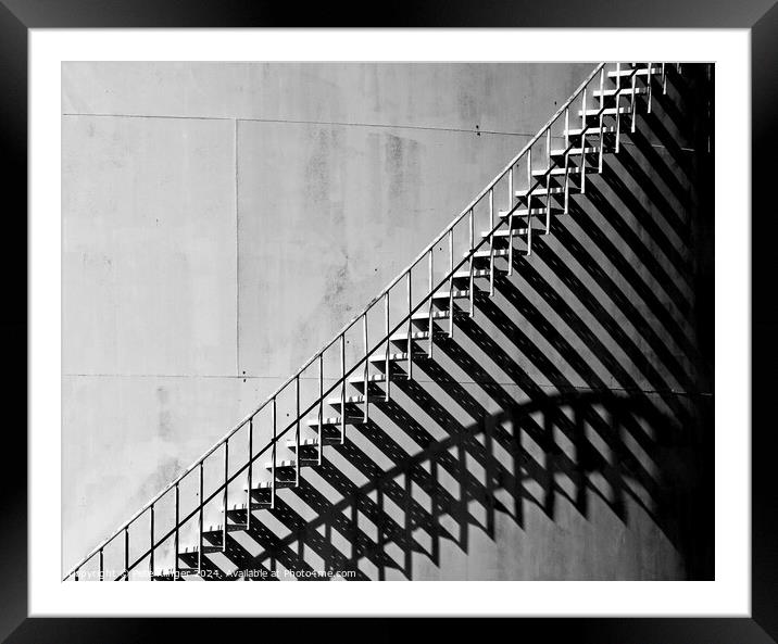 Oil Storage Tank Shadow Stairs Framed Mounted Print by Pete Klinger
