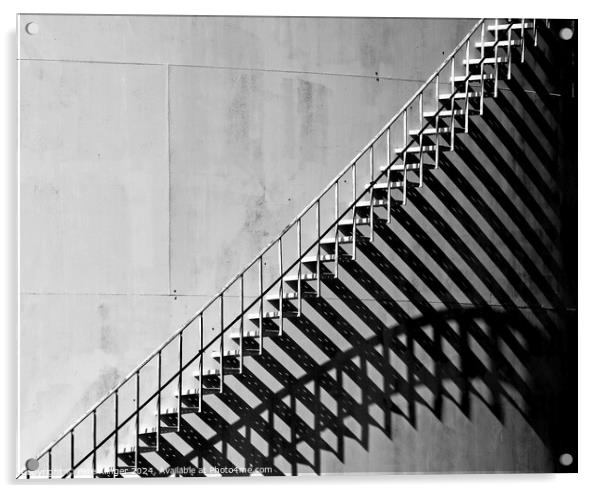 Oil Storage Tank Shadow Stairs Acrylic by Pete Klinger