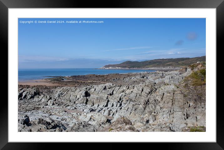 Woolacombe Rocks, Sand and Sea Framed Mounted Print by Derek Daniel