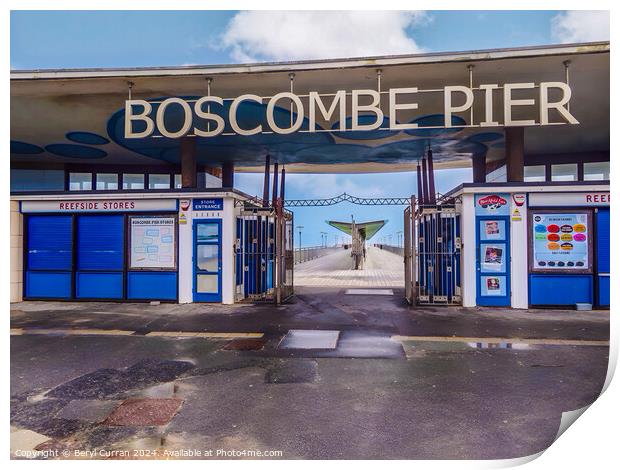 Boscombe Pier Dorset  Print by Beryl Curran