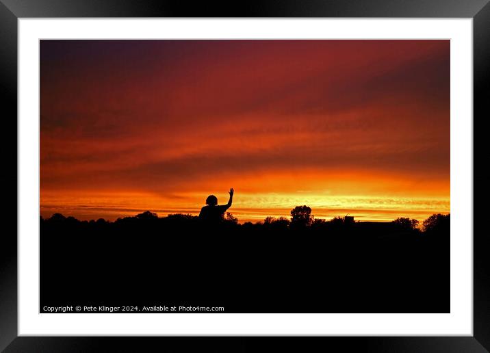 Rural panorama cornfield with sunset and clouds overhead Framed Mounted Print by Pete Klinger