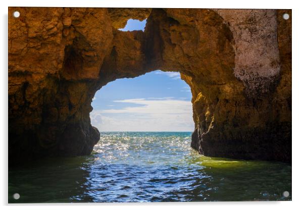Ponta da Piedade Grotto in Algarve, Portugal Acrylic by Artur Bogacki