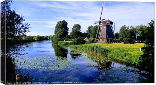 Windmill in Amsterdam Canvas Print by Andrzej Krawczyk