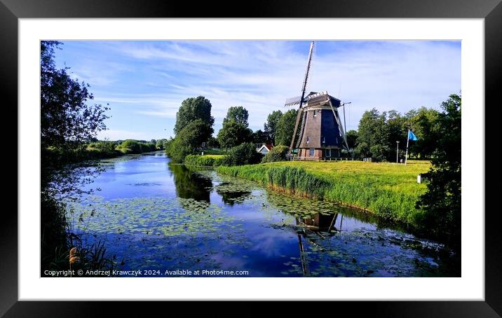Windmill in Amsterdam Framed Mounted Print by Andrzej Krawczyk
