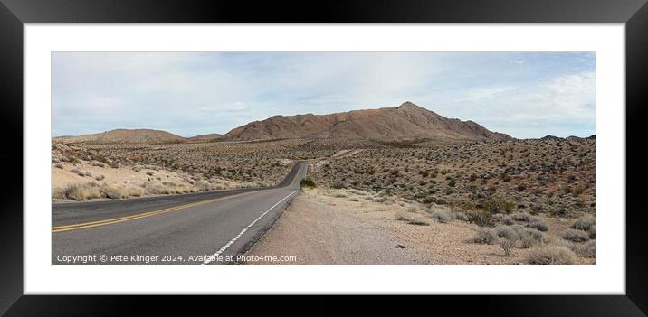 Valley of Fire highway, road into distant mountain Framed Mounted Print by Pete Klinger