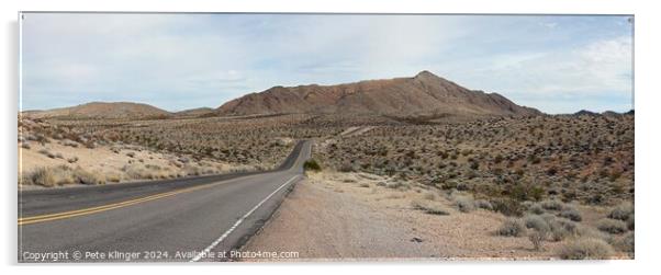 Valley of Fire highway, road into distant mountain Acrylic by Pete Klinger