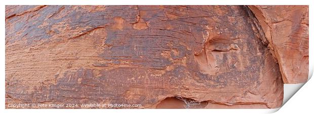 Valley of Fire Petroglyphs Wide Wall red sandstone Print by Pete Klinger