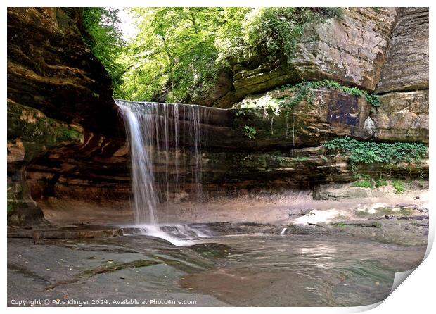 Scenic View Waterfall La Salle Canyon Starved Rock IL Print by Pete Klinger