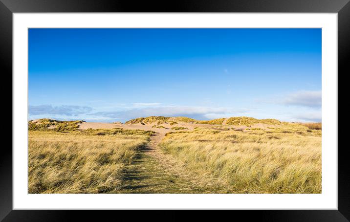 Blue sky above the sand dunes on Formby beach Framed Mounted Print by Jason Wells