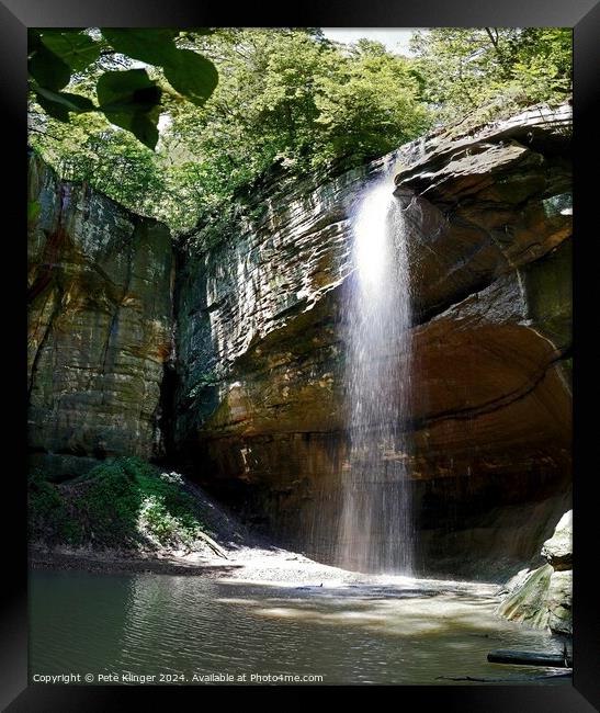 Scenic View Waterfall Tonte Starved Rock IL Framed Print by Pete Klinger