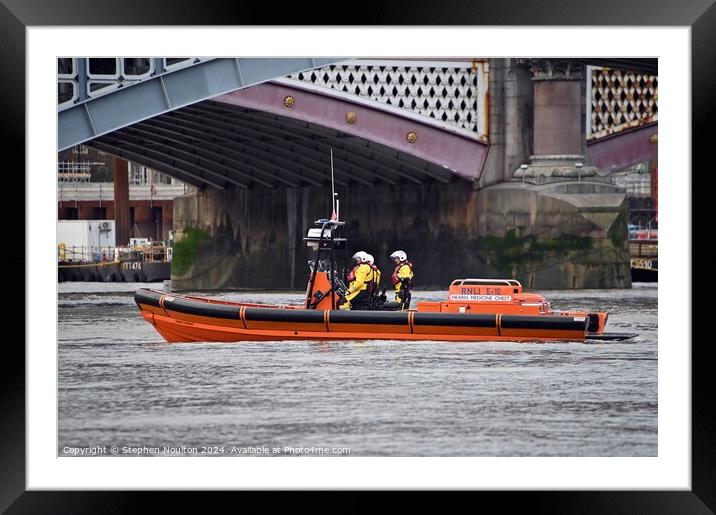 RNLI Tower Lifeboat on patrol on the River Thames Framed Mounted Print by Stephen Noulton