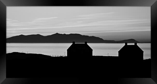Arran and Prestwick salt pan houses silhouetted Framed Print by Allan Durward Photography