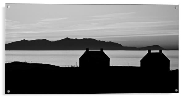 Arran and Prestwick salt pan houses silhouetted Acrylic by Allan Durward Photography
