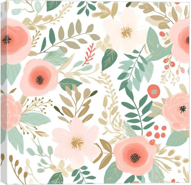 Soft and romantic spring flower seamless pattern Canvas Print by Mirjana Bogicevic
