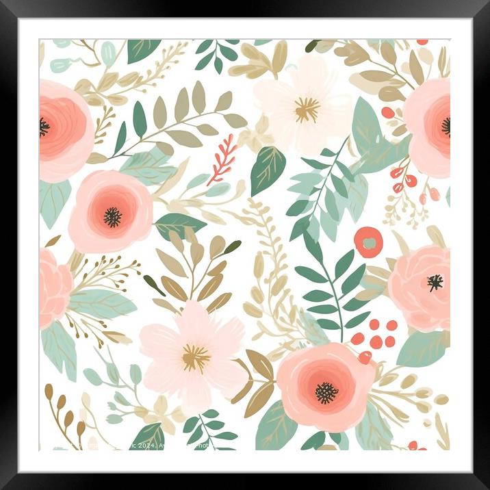 Soft and romantic spring flower seamless pattern Framed Mounted Print by Mirjana Bogicevic