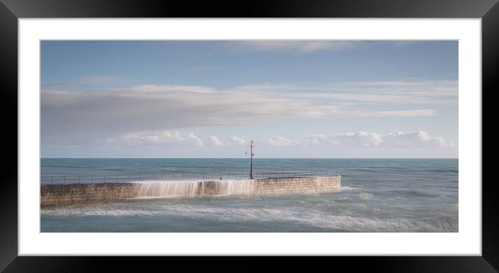 Porthleven Harbour Wall Framed Mounted Print by Matthew Grey