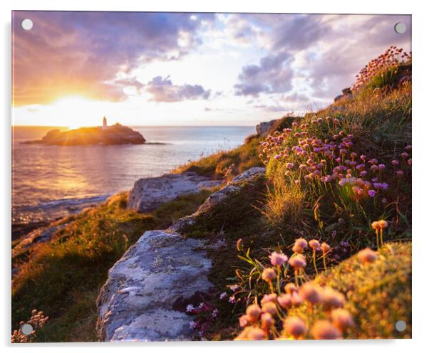 Sunset at Godrevy Acrylic by Matthew Grey