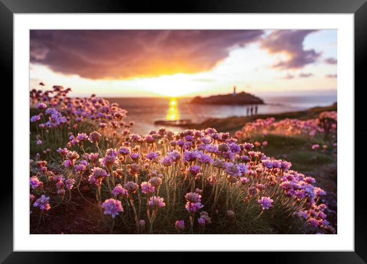 Sunset at Godrevy. Framed Mounted Print by Matthew Grey