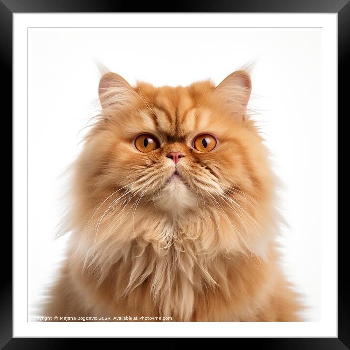 Persian cat on white background Framed Mounted Print by Mirjana Bogicevic