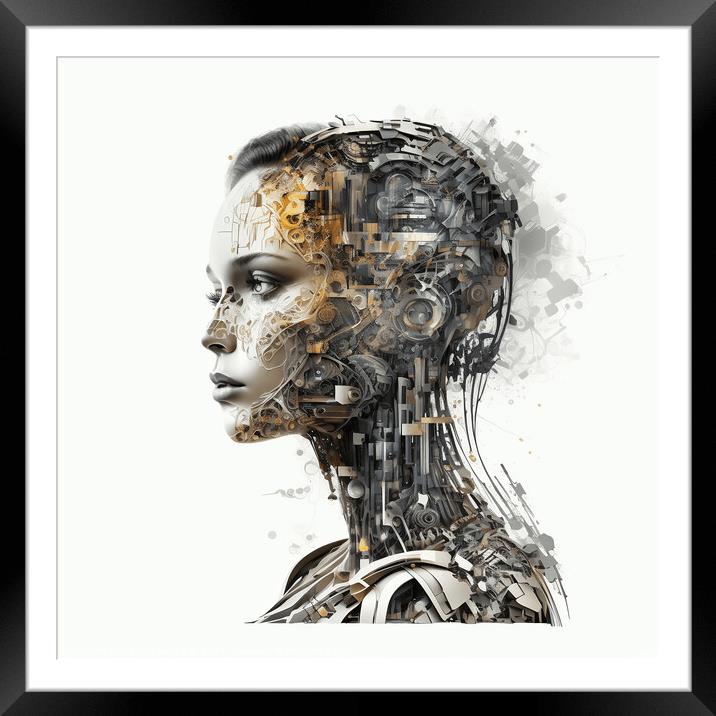 Artificial intelligence in humanoid head Framed Mounted Print by Mirjana Bogicevic