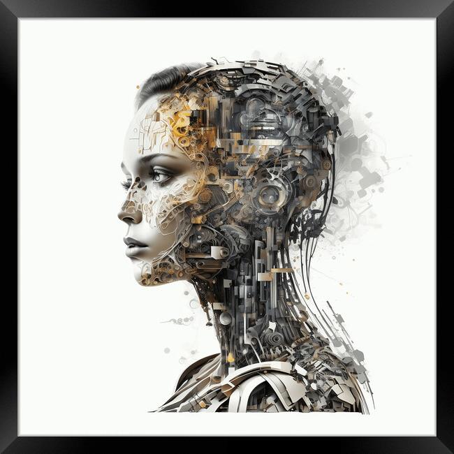 Artificial intelligence in humanoid head Framed Print by Mirjana Bogicevic