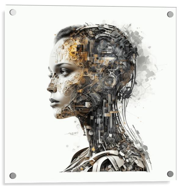 Artificial intelligence in humanoid head Acrylic by Mirjana Bogicevic