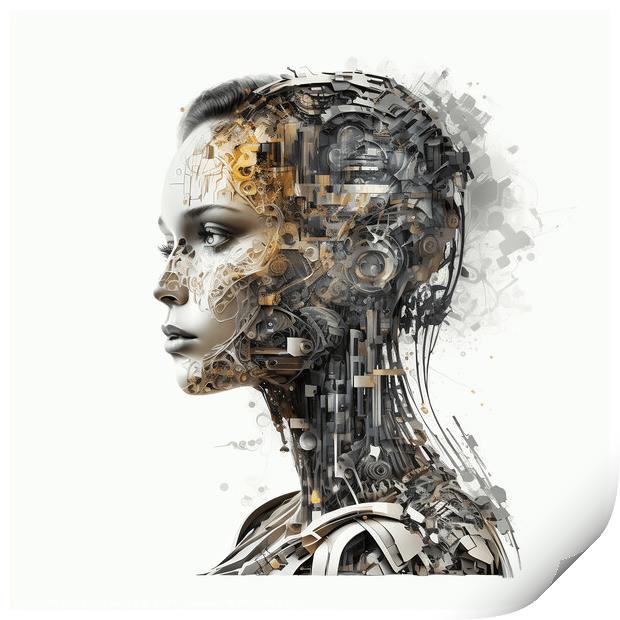 Artificial intelligence in humanoid head Print by Mirjana Bogicevic