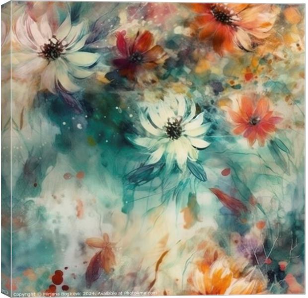 Beautiful abstract flowers with soft boho seamless pattern Canvas Print by Mirjana Bogicevic
