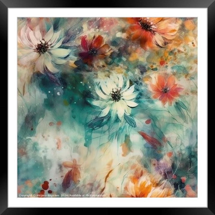 Beautiful abstract flowers with soft boho seamless pattern Framed Mounted Print by Mirjana Bogicevic
