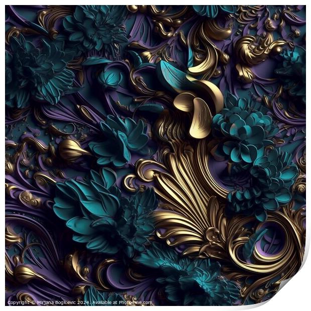 Beautiful elegant flower seamless pattern Print by Mirjana Bogicevic