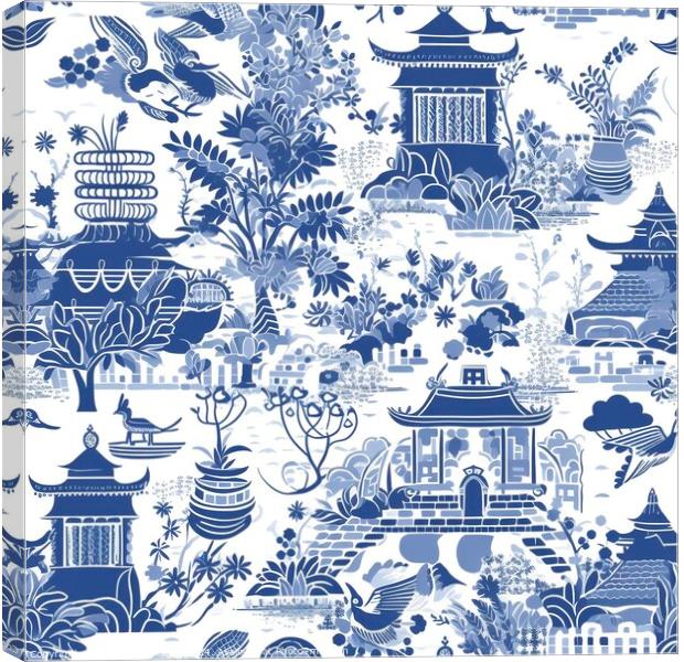 Blue willow seamless pattern Canvas Print by Mirjana Bogicevic