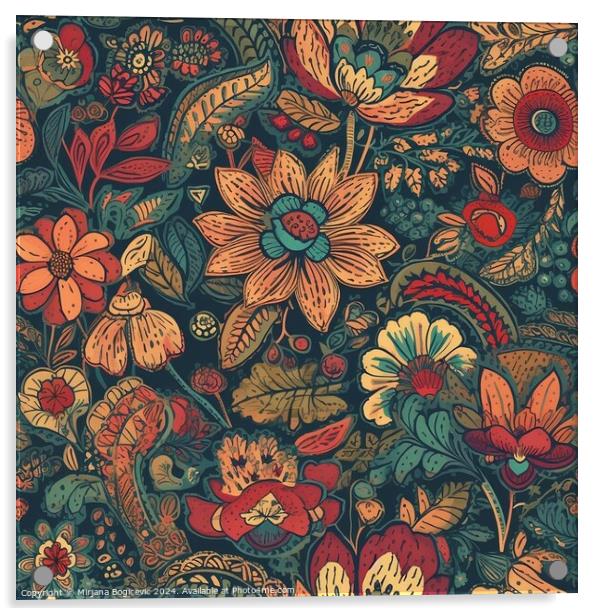 Beautiful bohemian flower seamless pattern Acrylic by Mirjana Bogicevic