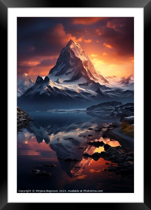 Majestic mountain view, created with generative AI Framed Mounted Print by Mirjana Bogicevic