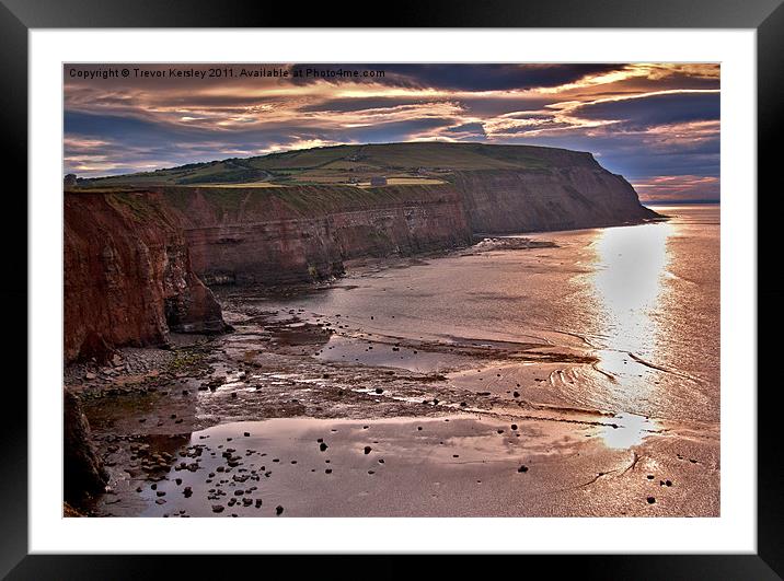 Cowbar Sunset - Yorkshire Coast Framed Mounted Print by Trevor Kersley RIP